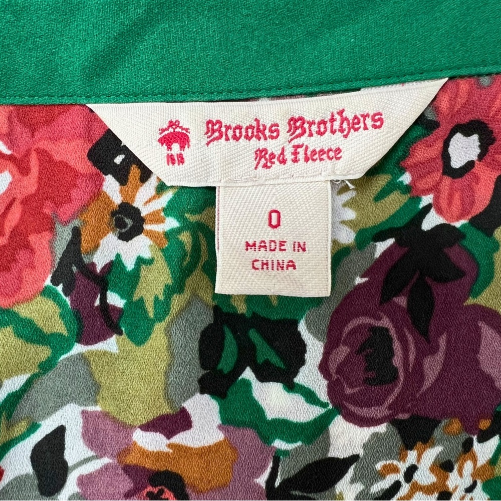 Brooks Brothers Retro Multicolor Floral Long Sleeve Dress with Green Stripe Band - Picture 6 of 12